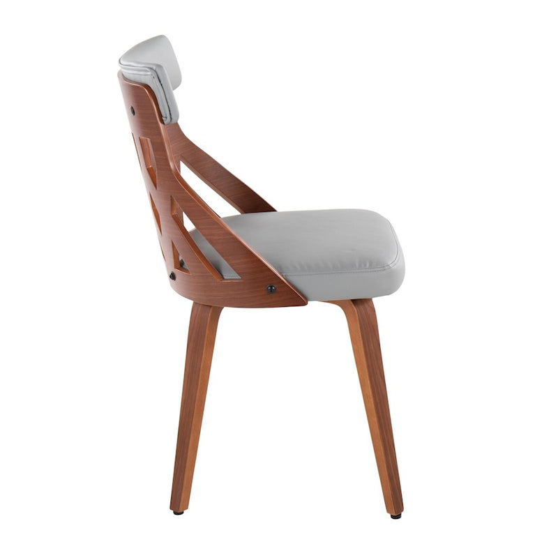 LumiSource York Chair, Set of 2, Walnut Wood/Light Grey PU