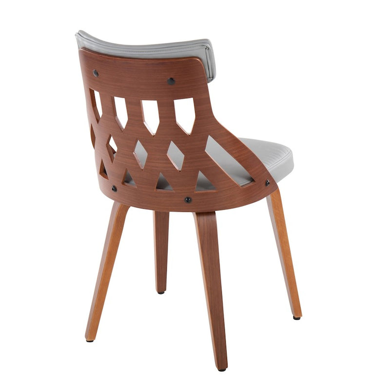 LumiSource York Chair, Set of 2, Walnut Wood/Light Grey PU