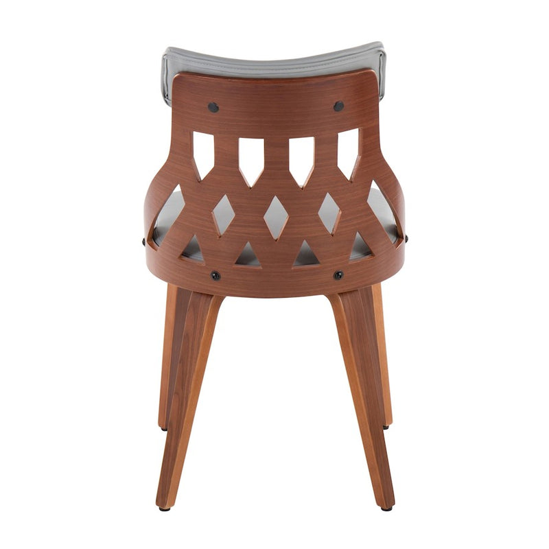 LumiSource York Chair, Set of 2, Walnut Wood/Light Grey PU