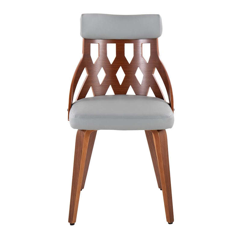 LumiSource York Chair, Set of 2, Walnut Wood/Light Grey PU