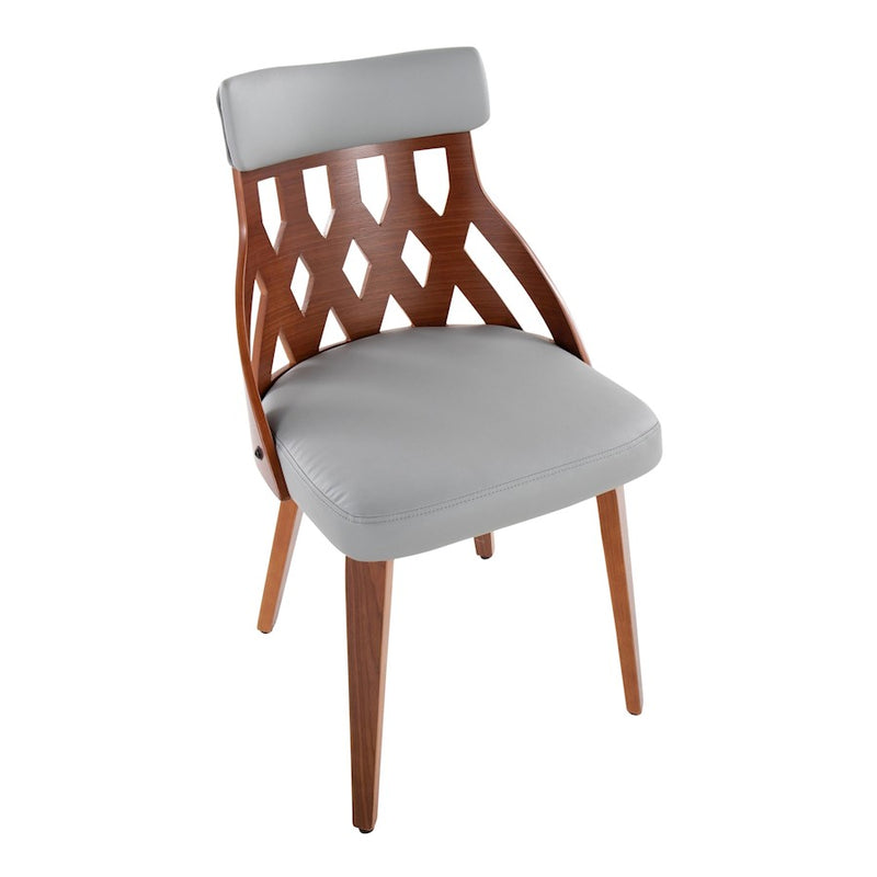 LumiSource York Chair, Set of 2, Walnut Wood/Light Grey PU