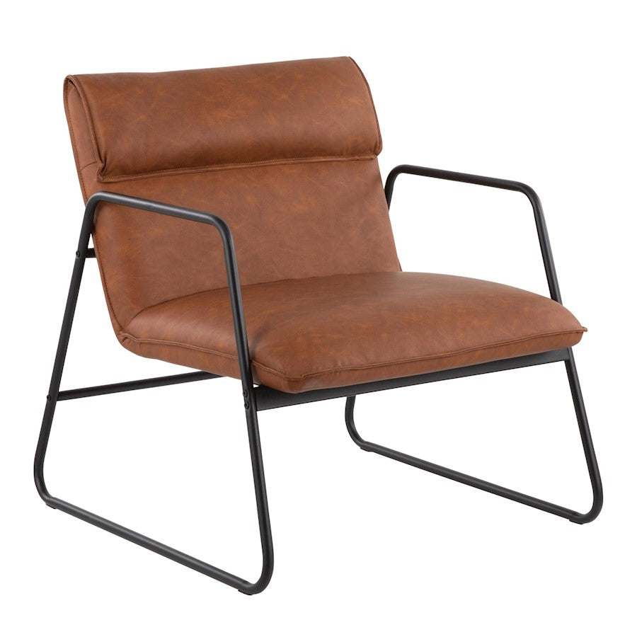 LumiSource Casper Arm Chair in Black Steel/Camel PU - CHR-CASPERARMBKCAM