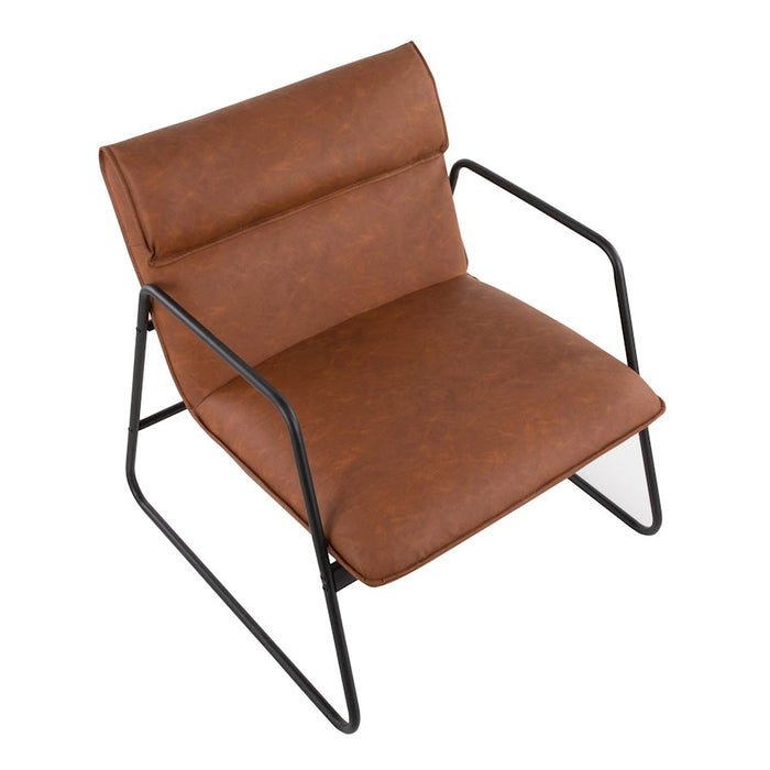 LumiSource Casper Arm Chair in Black Steel/Camel PU
