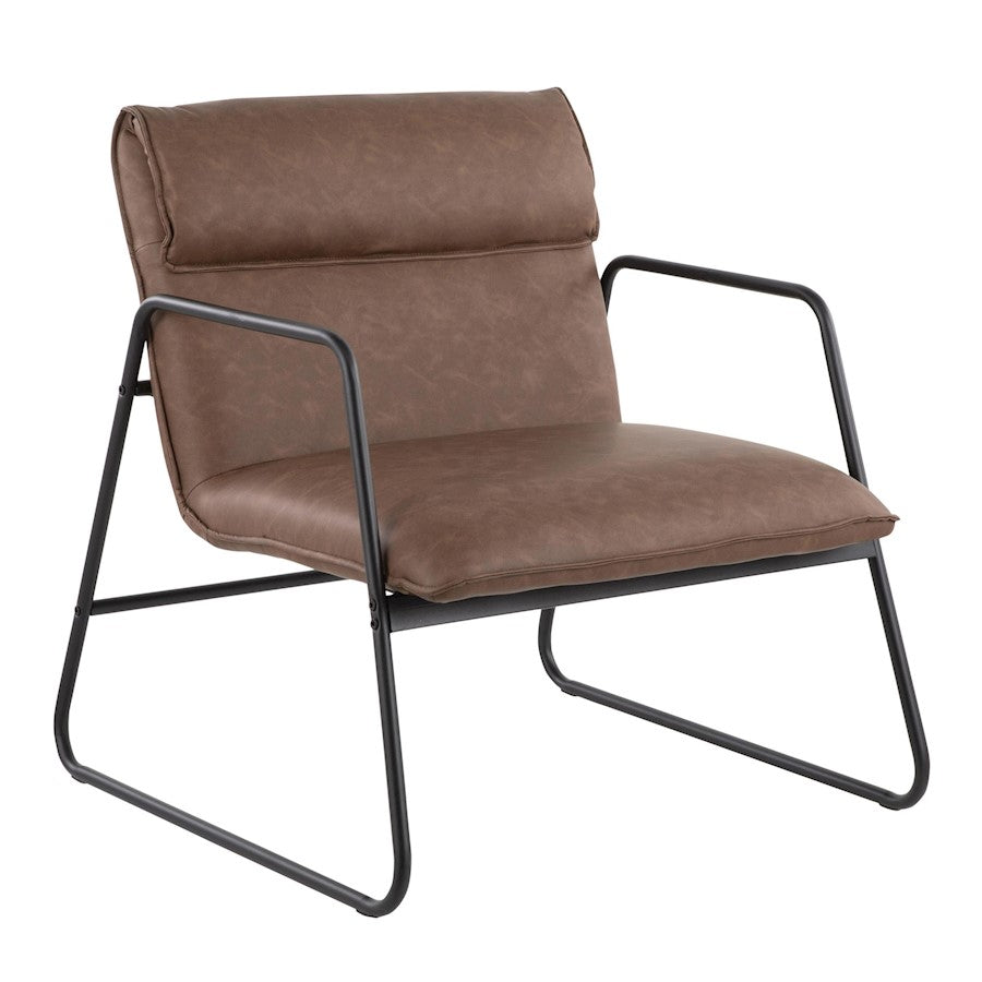 LumiSource Casper Arm Chair in Black Steel/Espresso PU - CHR-CASPERARMBKE