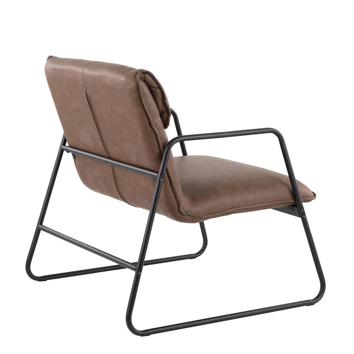 LumiSource Casper Arm Chair in Black Steel/Espresso PU