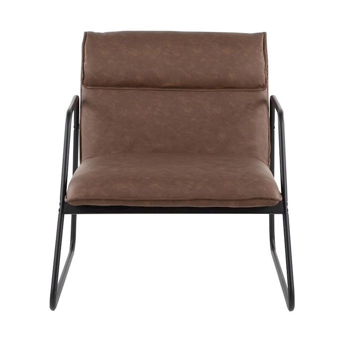 LumiSource Casper Arm Chair in Black Steel/Espresso PU