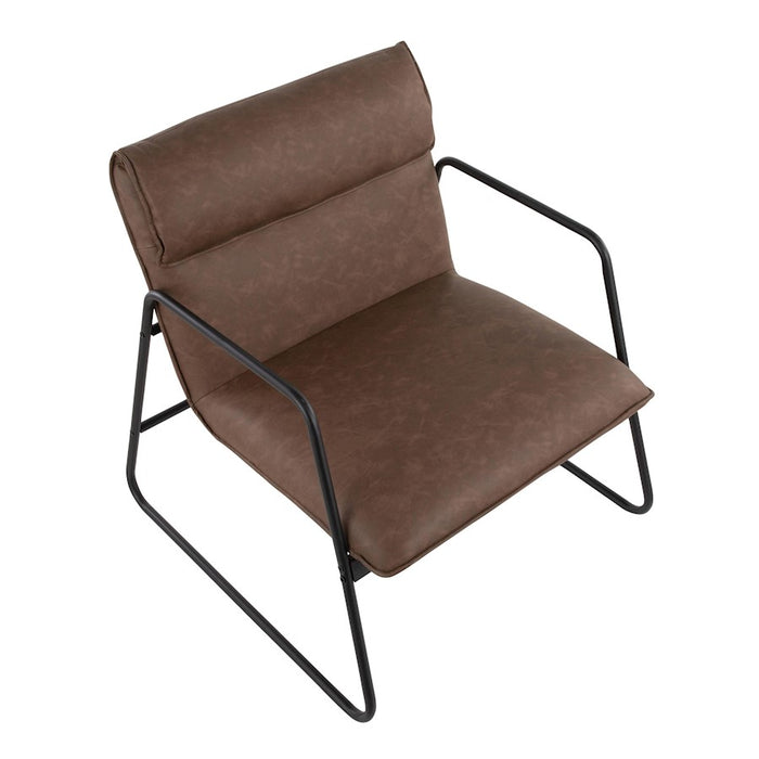 LumiSource Casper Arm Chair in Black Steel/Espresso PU