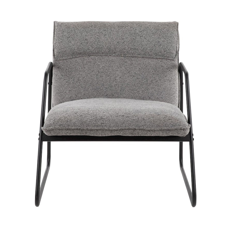 LumiSource Casper Arm Chair | Industrial Black Steel and Grey Noise Fabric | Living Room & Home Office Seating | Model CHR-CASPERARMBKNGY