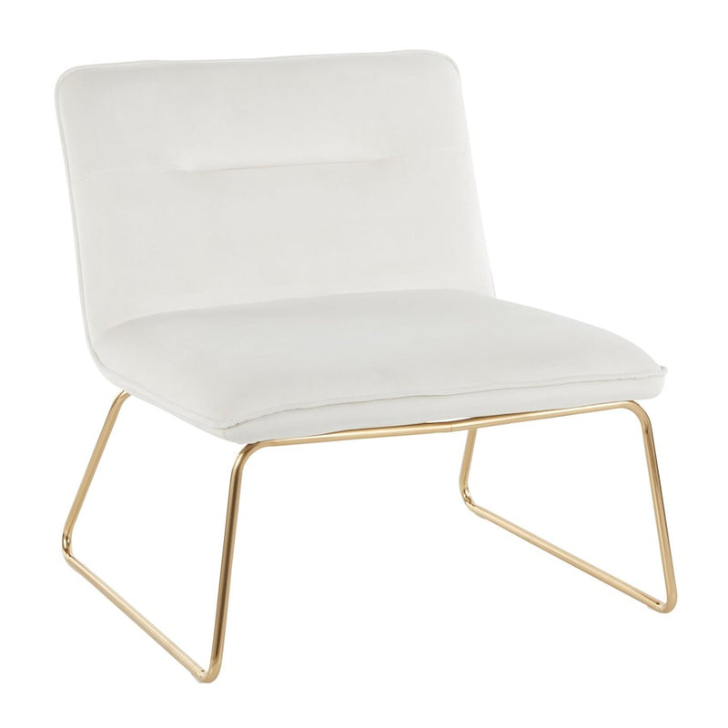 LumiSource Casper Accent Chair | Glam Gold Metal and Cream Velvet | Living Room, Bedroom & Office Seating | 27 x 26 x 30 in | Model CHR-CASPERAUCR