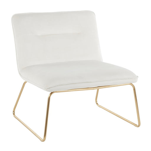 LumiSource Casper Accent Chair | Glam Gold Metal and Cream Velvet | Living Room, Bedroom & Office Seating | 27 x 26 x 30 in | Model CHR-CASPERAUCR