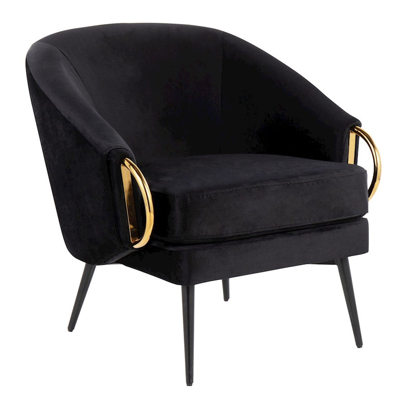 LumiSource Claire Chair, Black Steel/Black/Gold Steel - CHR-CLAIREBKVBK