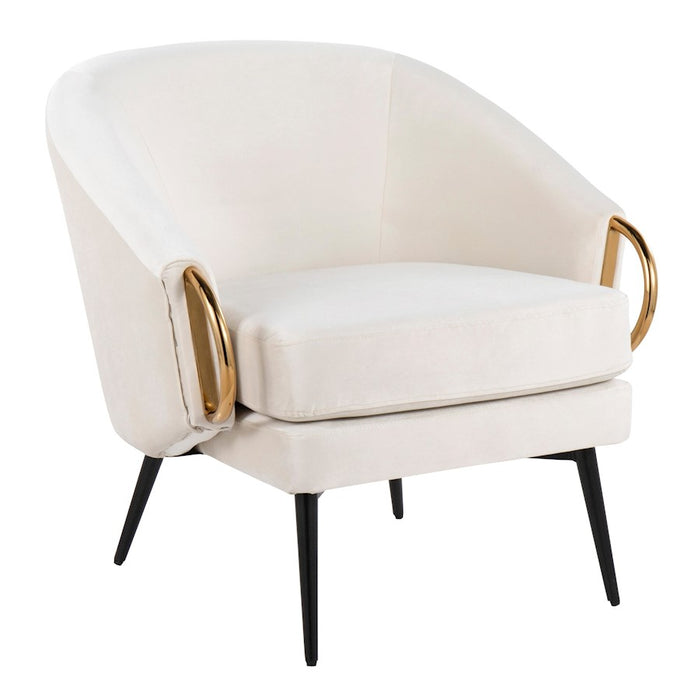 LumiSource Claire Chair, Black Steel/Cream/Gold Steel - CHR-CLAIREBKVCR