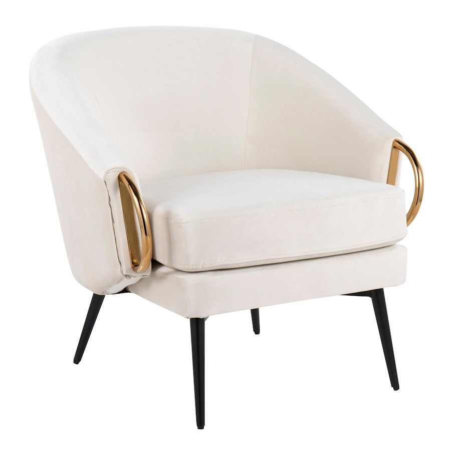 LumiSource Claire Chair, Black Steel/Cream/Gold Steel - CHR-CLAIREBKVCR