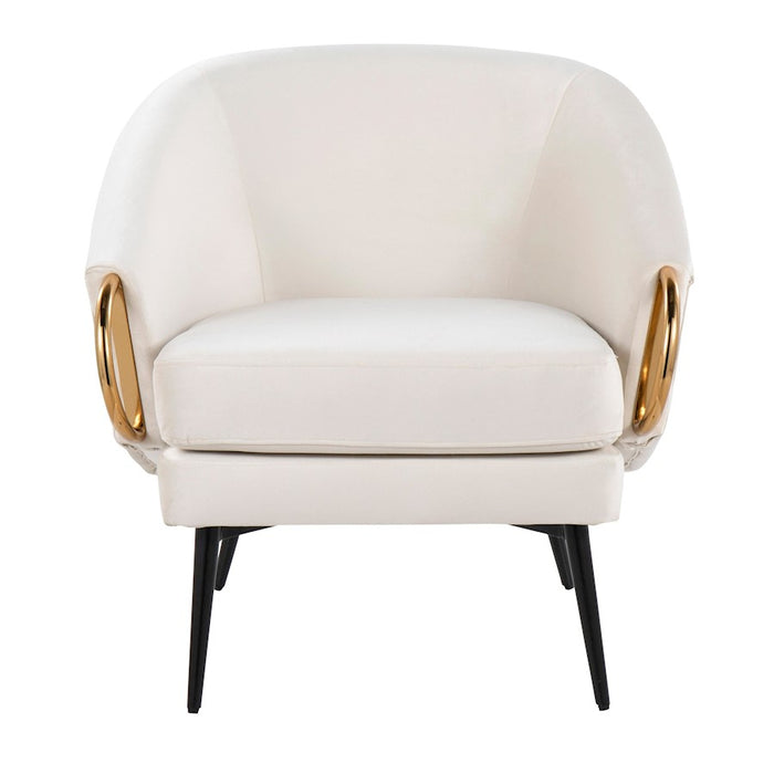 LumiSource Claire Chair, Black Steel/Cream/Gold Steel
