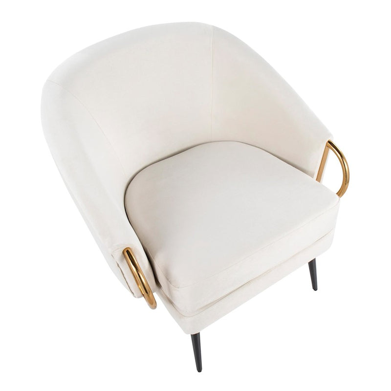 LumiSource Claire Chair, Black Steel/Cream/Gold Steel