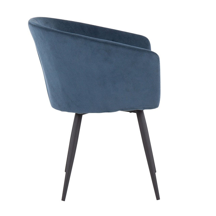 LumiSource Corazza Accent Chair in Black Metal/Blue Corduroy