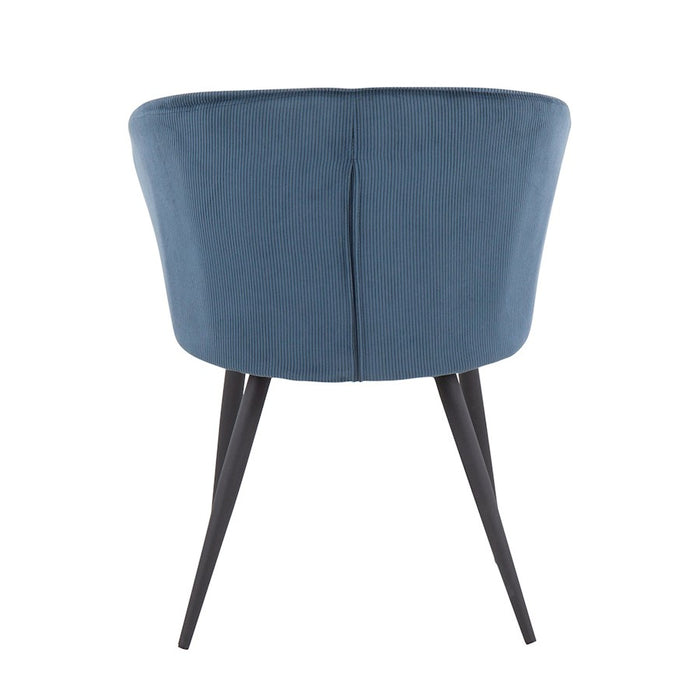 LumiSource Corazza Accent Chair in Black Metal/Blue Corduroy