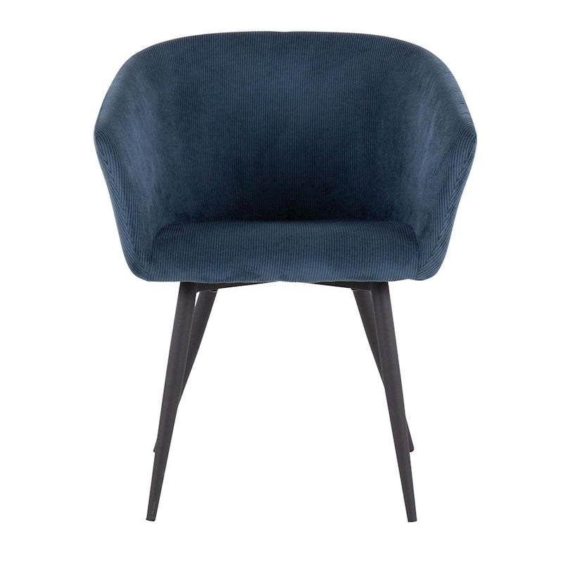 LumiSource Corazza Accent Chair in Black Metal/Blue Corduroy
