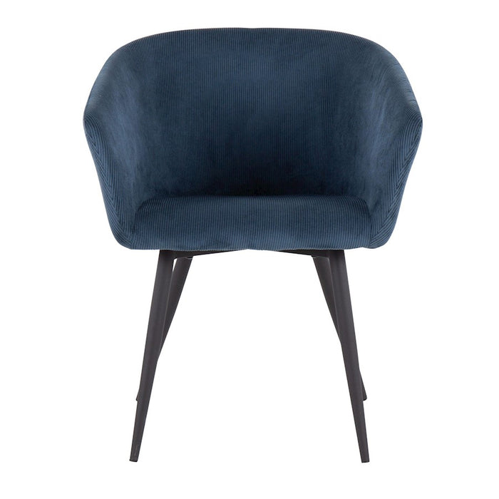 LumiSource Corazza Accent Chair in Black Metal/Blue Corduroy