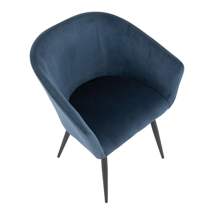 LumiSource Corazza Accent Chair in Black Metal/Blue Corduroy