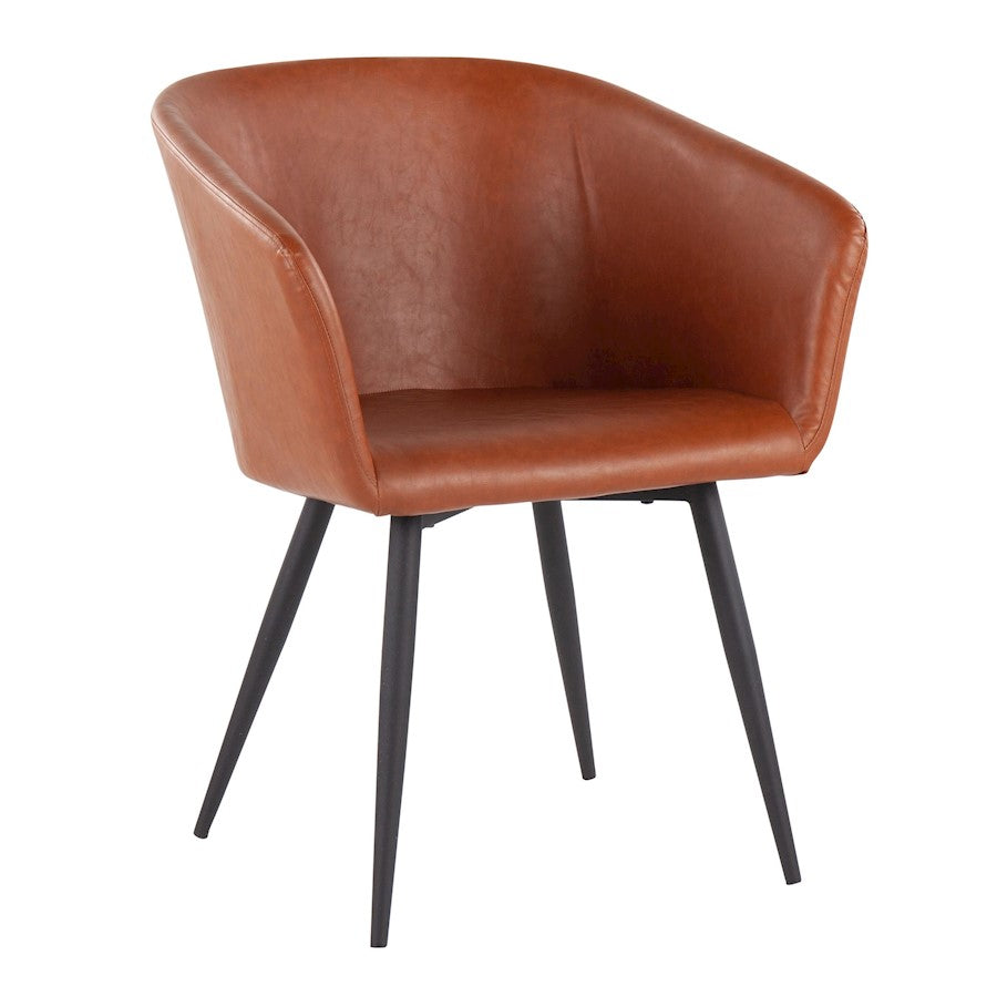 LumiSource Corazza Accent Chair in Black Metal/Camel PU - CHR-CRZZBKCAM