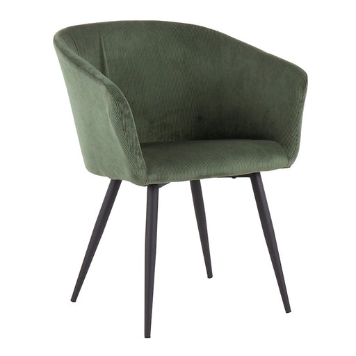 LumiSource Corazza Accent Chair in Black Metal/Green Corduroy - CHR-CRZZBKGN