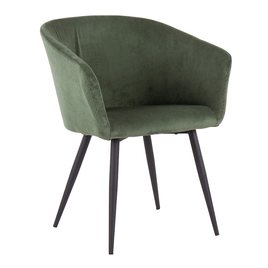LumiSource Corazza Accent Chair in Black Metal/Green Corduroy - CHR-CRZZBKGN