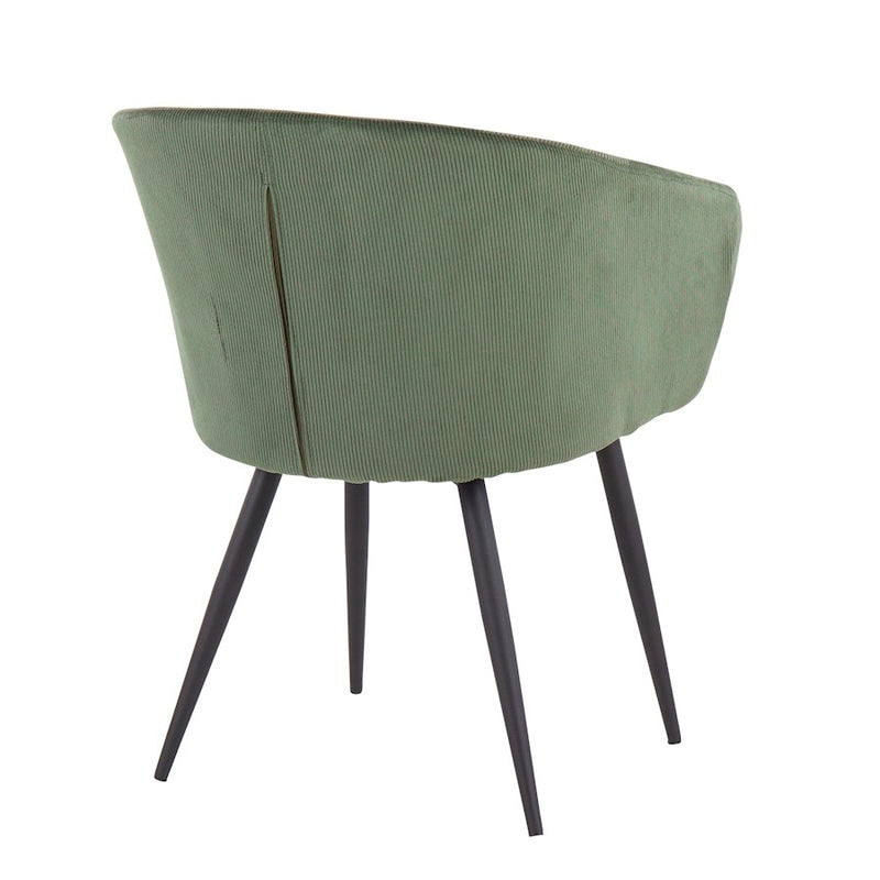LumiSource Corazza Accent Chair in Black Metal/Green Corduroy