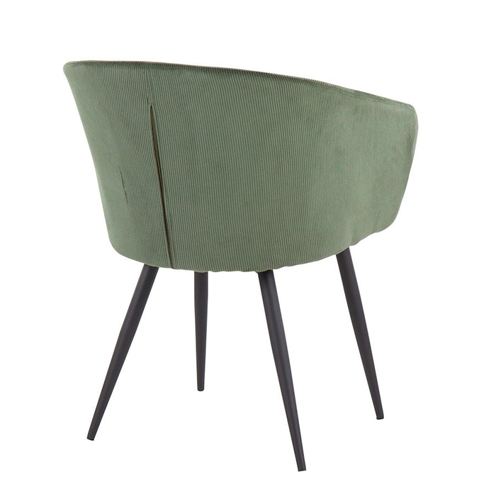 LumiSource Corazza Accent Chair in Black Metal/Green Corduroy