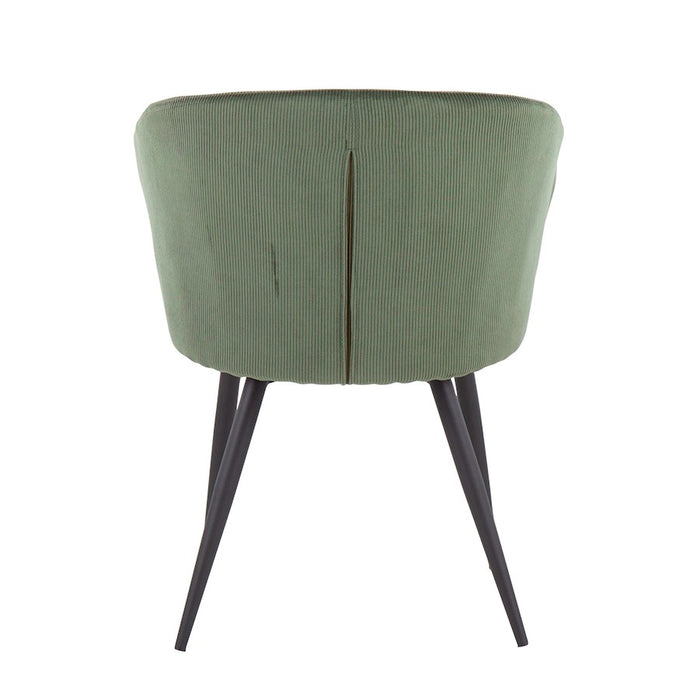 LumiSource Corazza Accent Chair in Black Metal/Green Corduroy