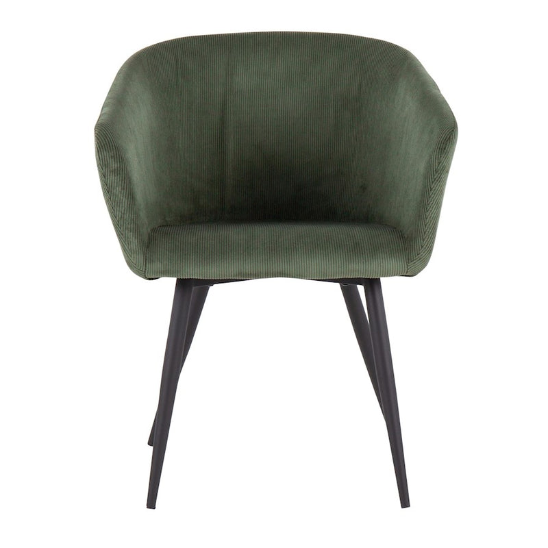 LumiSource Corazza Accent Chair in Black Metal/Green Corduroy