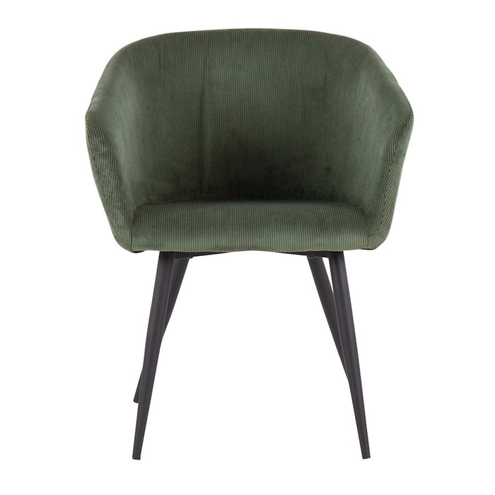 LumiSource Corazza Accent Chair in Black Metal/Green Corduroy