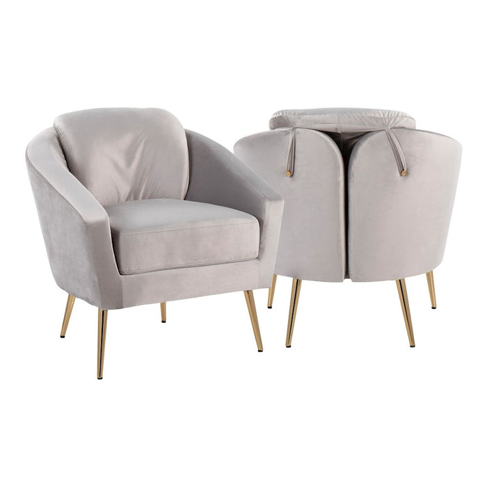 LumiSource Dahlia Chair, Gold Steel/Silver Velvet