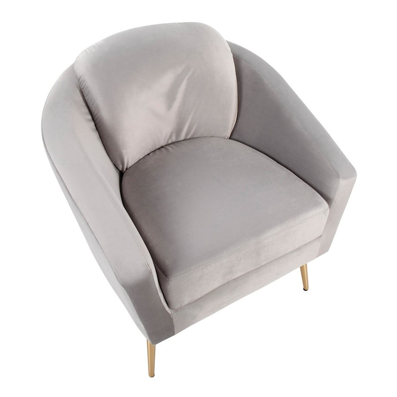 LumiSource Dahlia Chair, Gold Steel/Silver Velvet