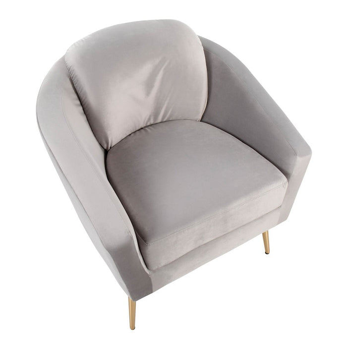 LumiSource Dahlia Chair, Gold Steel/Silver Velvet