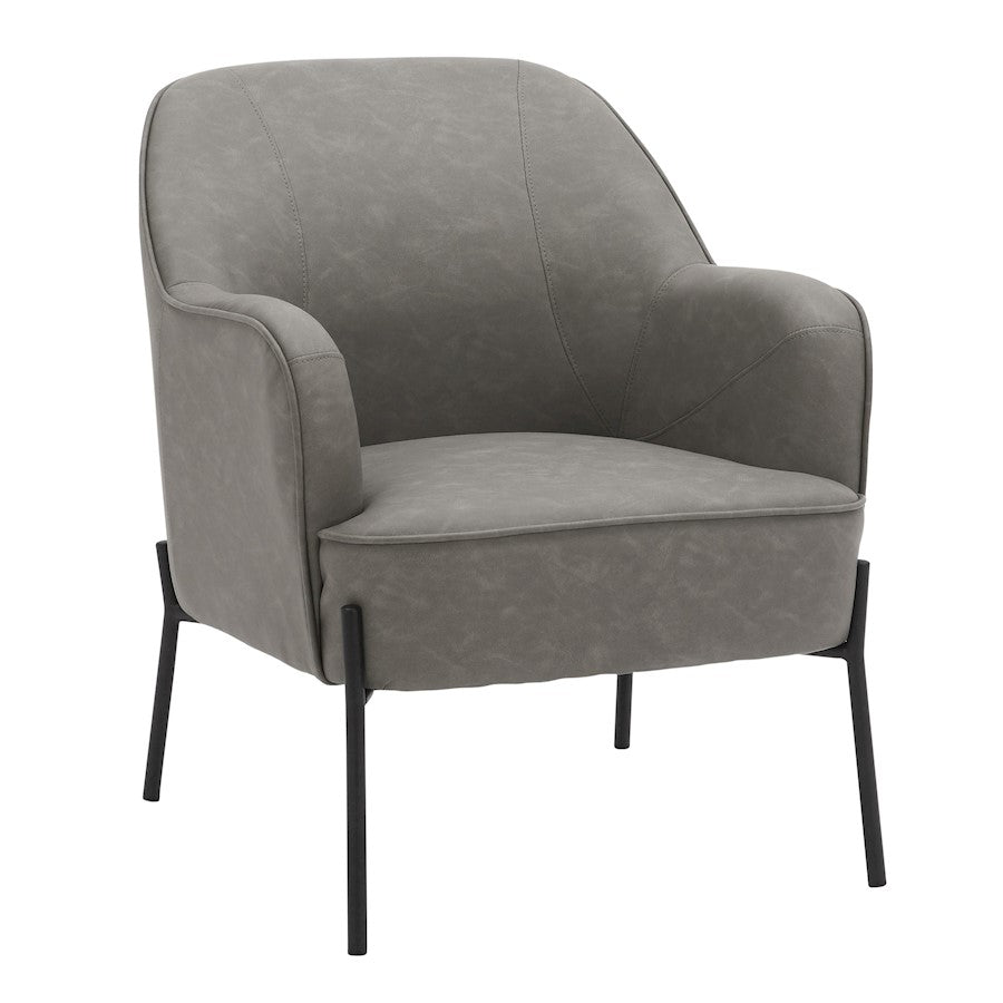 LumiSource Daniella Chair, Black Metal/Grey PU - CHR-DANIELLABKPUGY