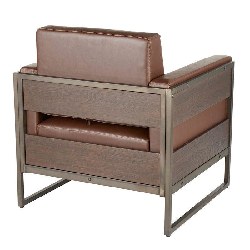 LumiSource Drift Lounge Chair, Antique/Espresso/Brown PU