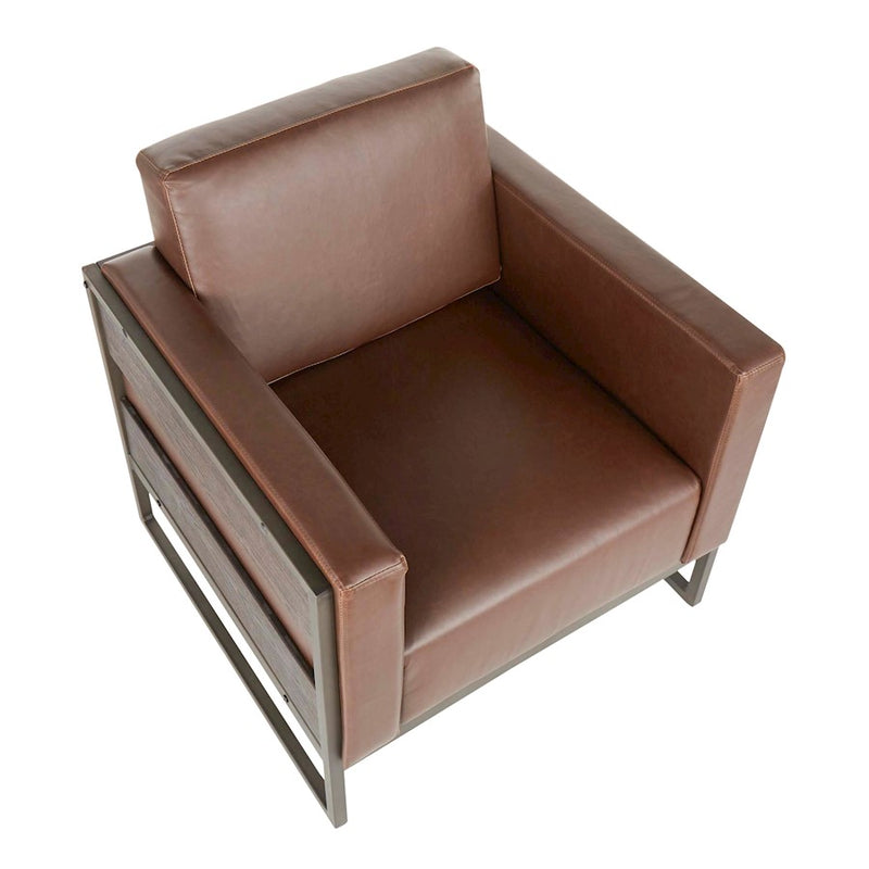 LumiSource Drift Lounge Chair, Antique/Espresso/Brown PU