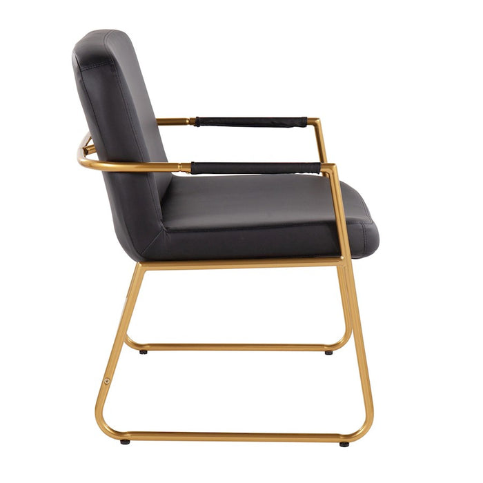 LumiSource Duke Accent Chair in Gold Steel/Black PU