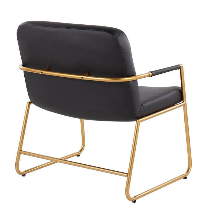 LumiSource Duke Accent Chair in Gold Steel/Black PU