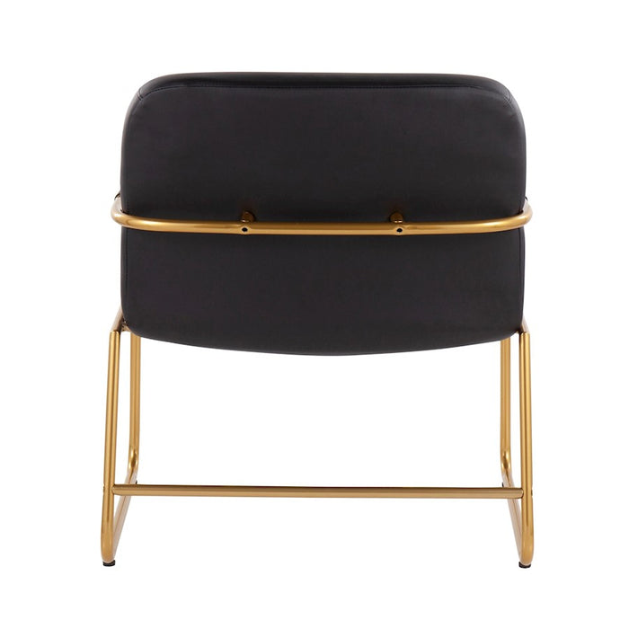 LumiSource Duke Accent Chair in Gold Steel/Black PU