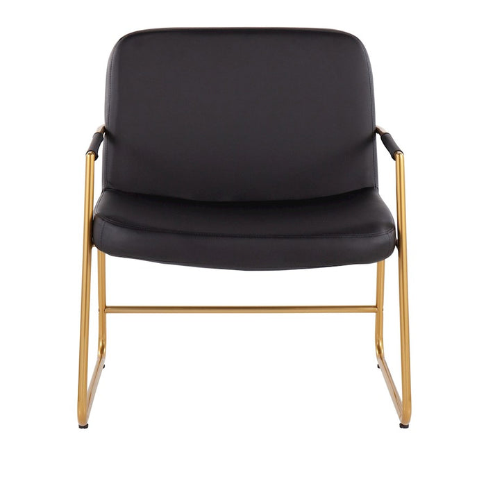 LumiSource Duke Accent Chair in Gold Steel/Black PU