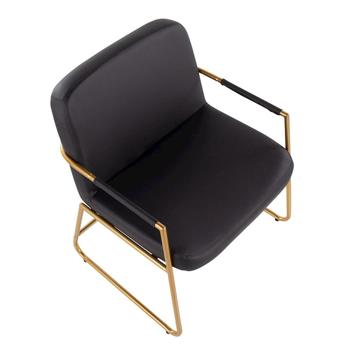 LumiSource Duke Accent Chair in Gold Steel/Black PU
