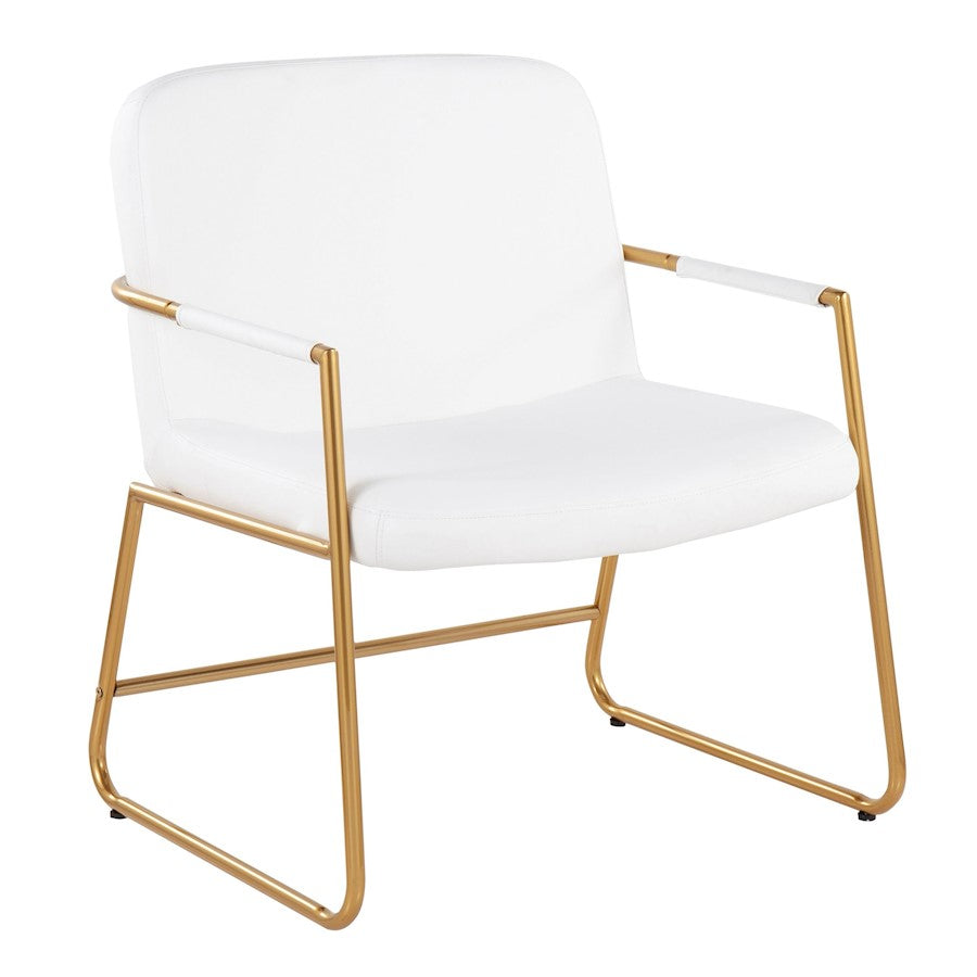 LumiSource Duke Accent Chair in Gold Steel/White PU - CHR-DUKEAUPUW