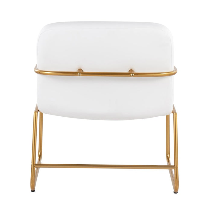 LumiSource Duke Accent Chair in Gold Steel/White PU