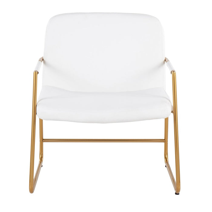 LumiSource Duke Accent Chair in Gold Steel/White PU