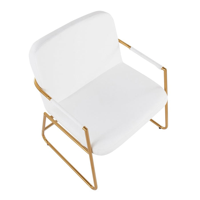LumiSource Duke Accent Chair in Gold Steel/White PU