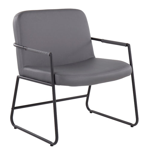 LumiSource Duke Accent Chair in Black Steel/Grey PU - CHR-DUKEBKPUGY