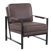 LumiSource Franklin Arm Chair in Black Steel/Espresso PU - CHR-FRANKPADBKE