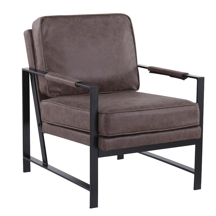 LumiSource Franklin Arm Chair in Black Steel/Espresso PU - CHR-FRANKPADBKE